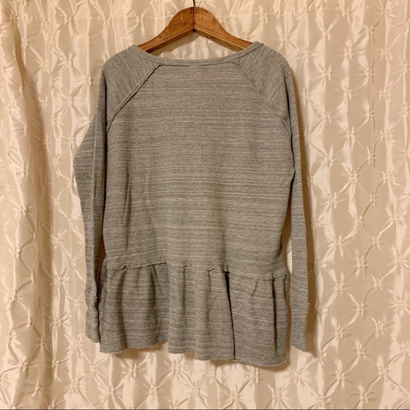Free People Coastline Gray Thermal Peplum Top Waffle Knit Henley Long Sleeve - Picture 5 of 11